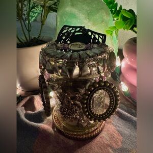 Mystery Jewelry Jar Silver Toned Boho